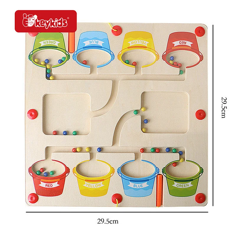 2 Player Wooden Montessori Toys Magnetic Color & Number Maze Board with Magnet Pen W11H125